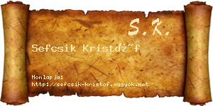 Sefcsik Kristóf névjegykártya